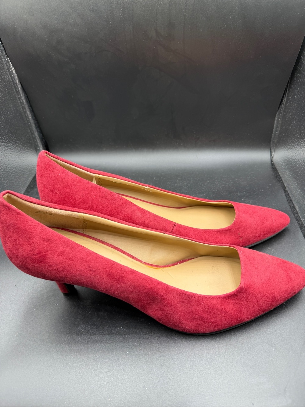 Attention Classic Red Suede Pointed-Toe Pumps - Women's Dress Heels